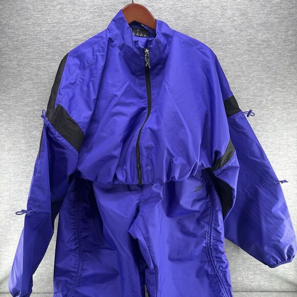 REEBOK CARDI B - Women's Windbreaker 1X Purple Cropped Jacket Tracksuit Set A54 - Picture 2 of 16